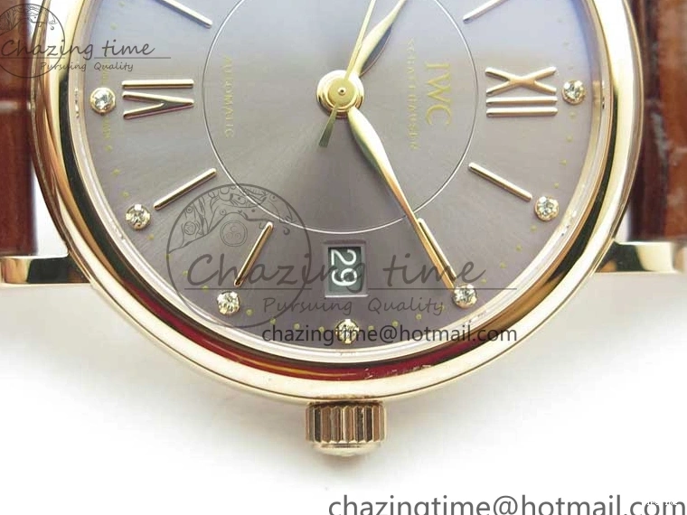 MIROTIME 0429 Portofino 37mm RG V7F 1:1 Best Edition Gray Dial on Deep Brown Leather Strap A SunProtective 7090